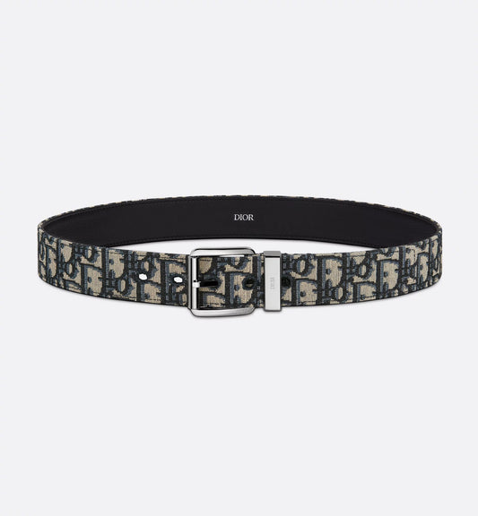 DIOR OBLIQUE CANVAS BELT - BEIGE & NOIR